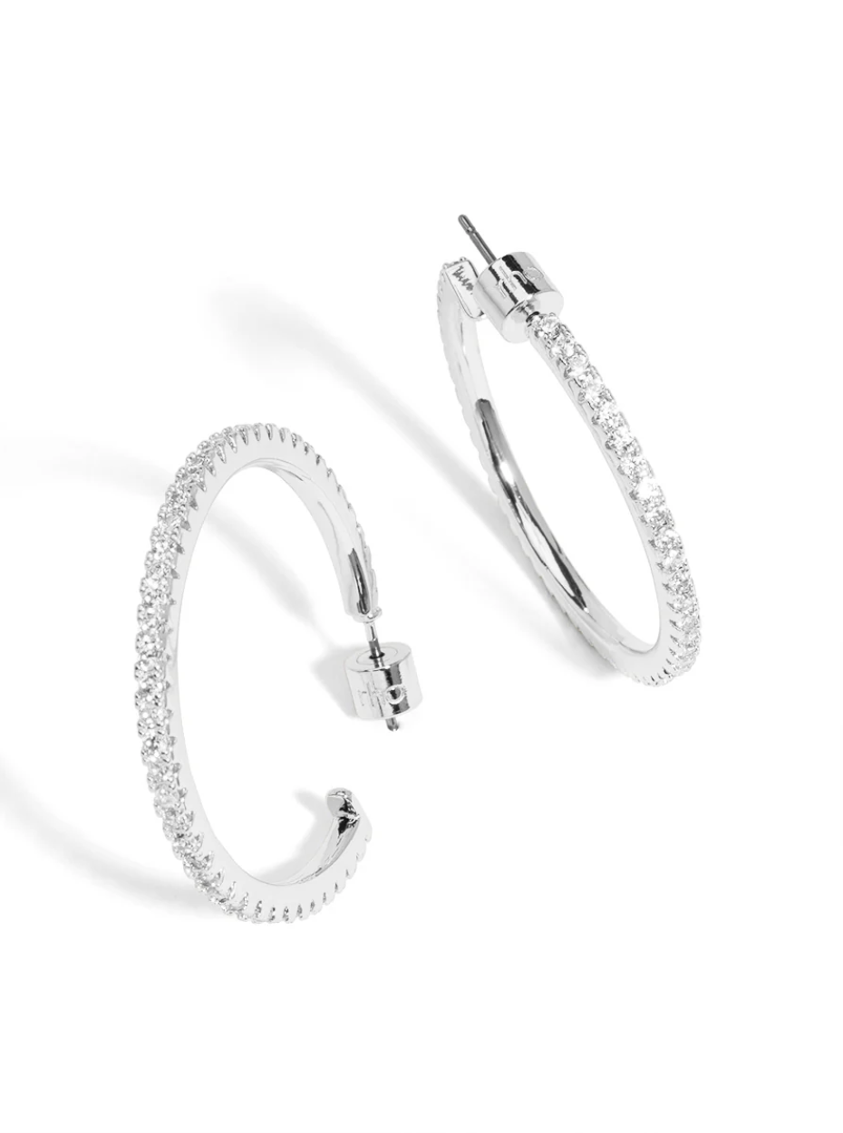 rho Medium Pav≈Ω Hoop Earring - Silver