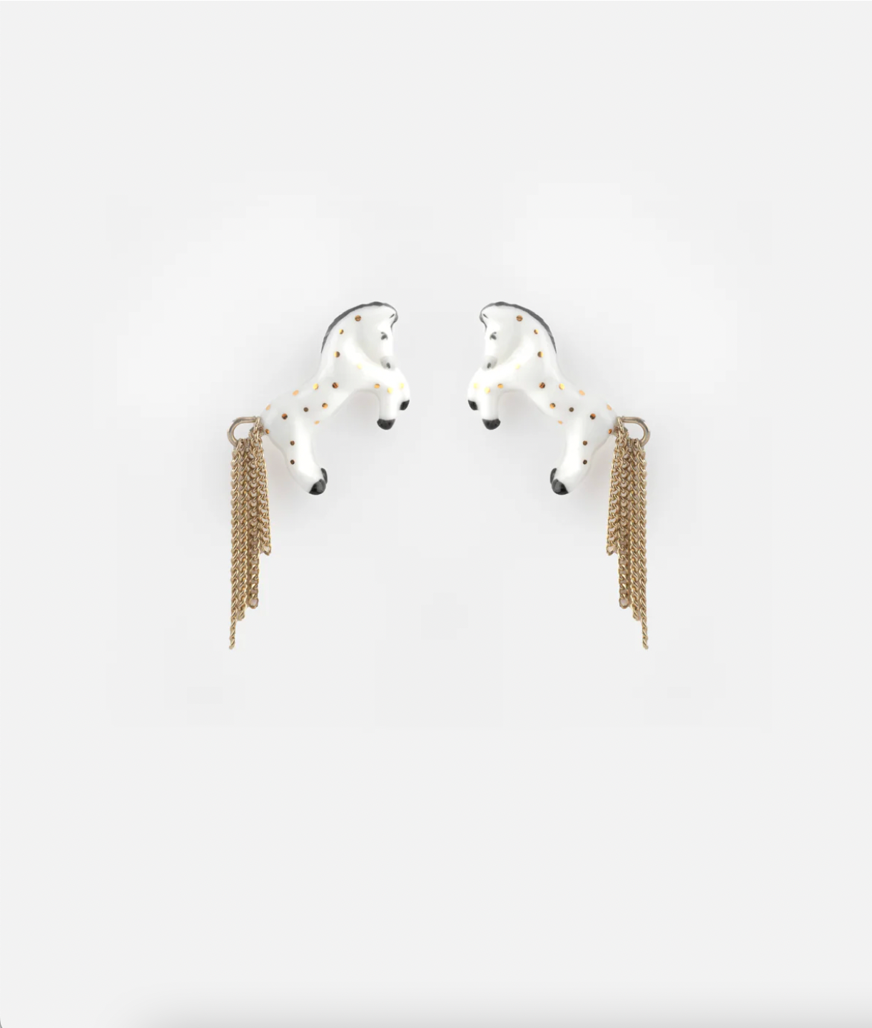 Nach - White Horse with Tail Stud Earrings