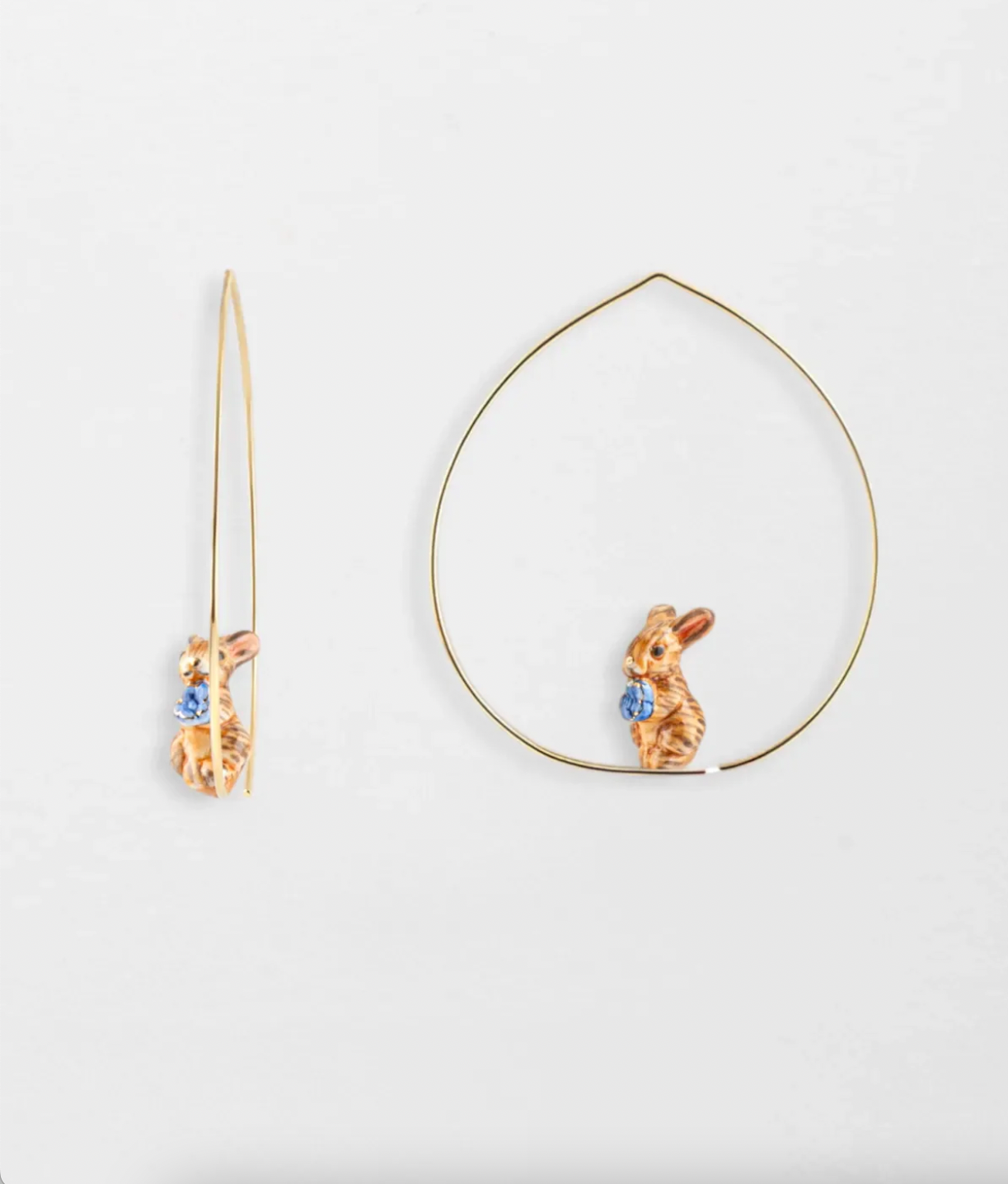 Nach - Brown Rabbit Hoop Earrings