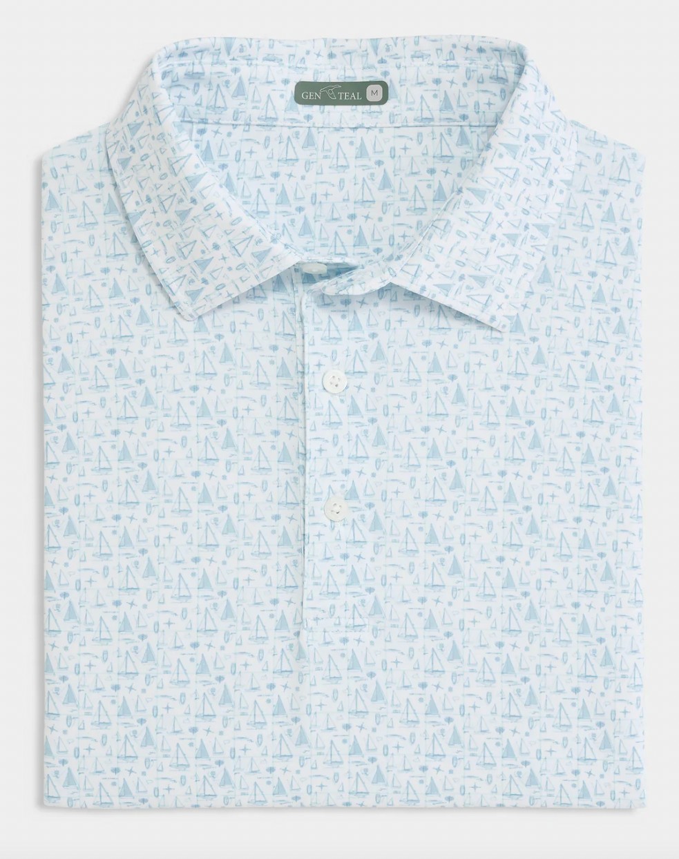 GenTeal - Mariner's Blueprint Printed Performance Polo (Vintage Blue)