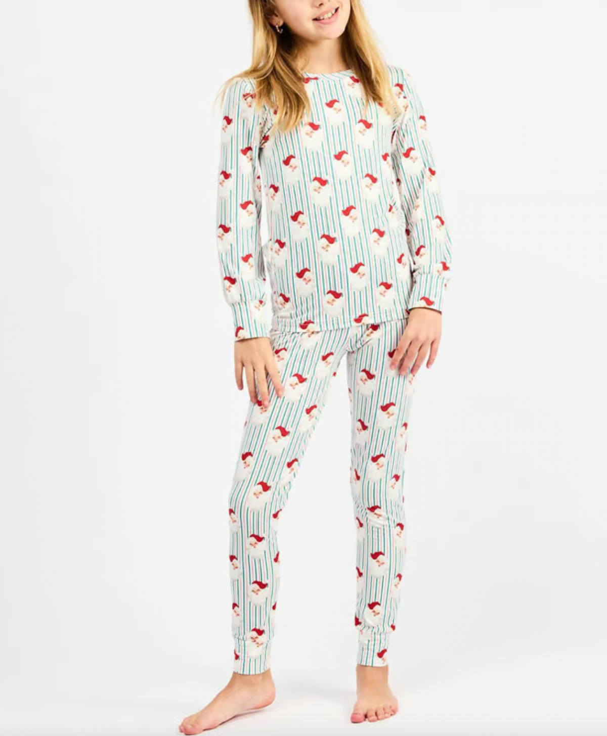Mary Square - Kids Pajamas (Santa Baby Stripes)