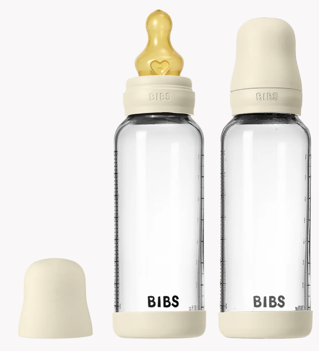 BIBS - 8 oz Latex Baby Glass Bottle Set (Ivory)