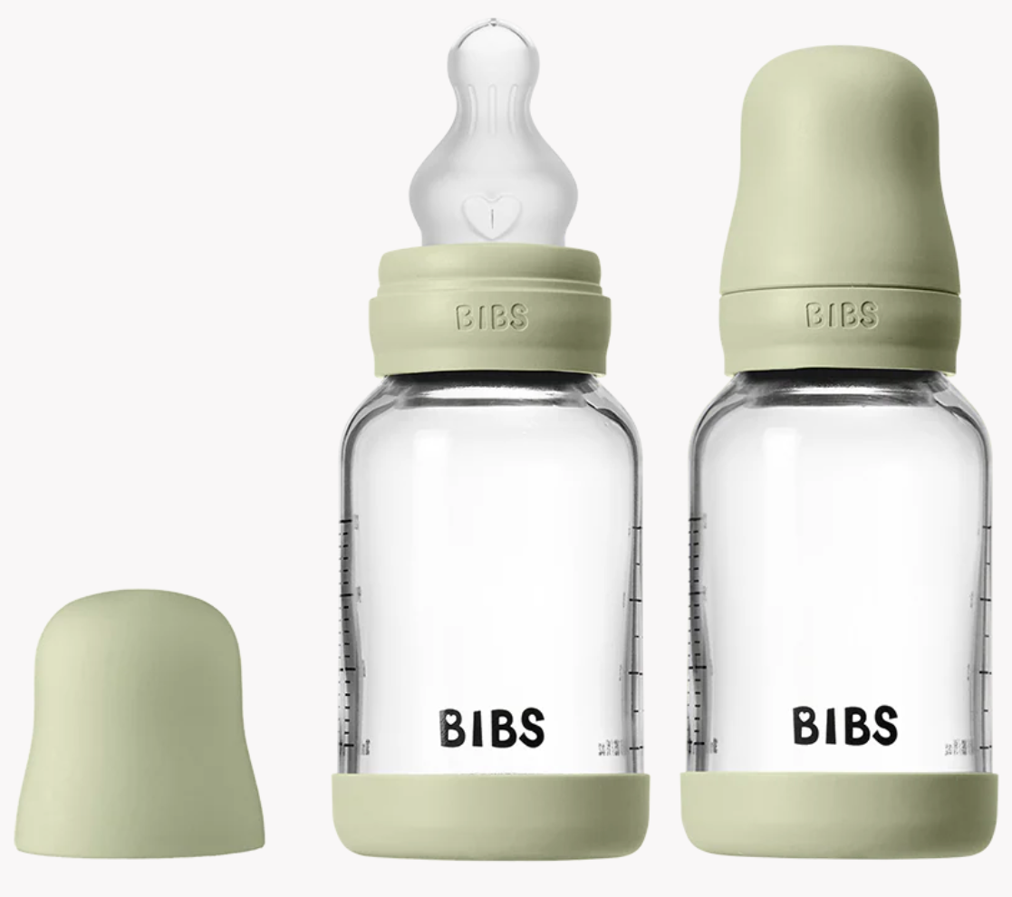 BIBS - 4 oz Silicone Baby Glass Bottle Set (Sage)