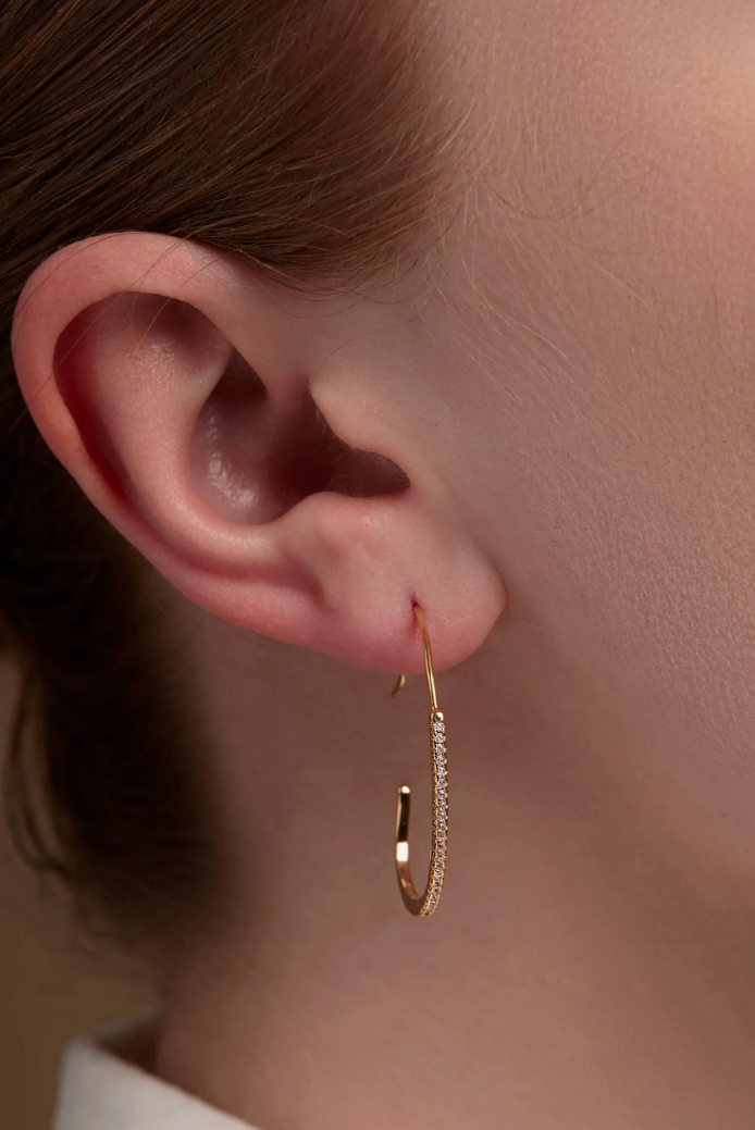 rho Slim Pave Hoop Earring - Gold