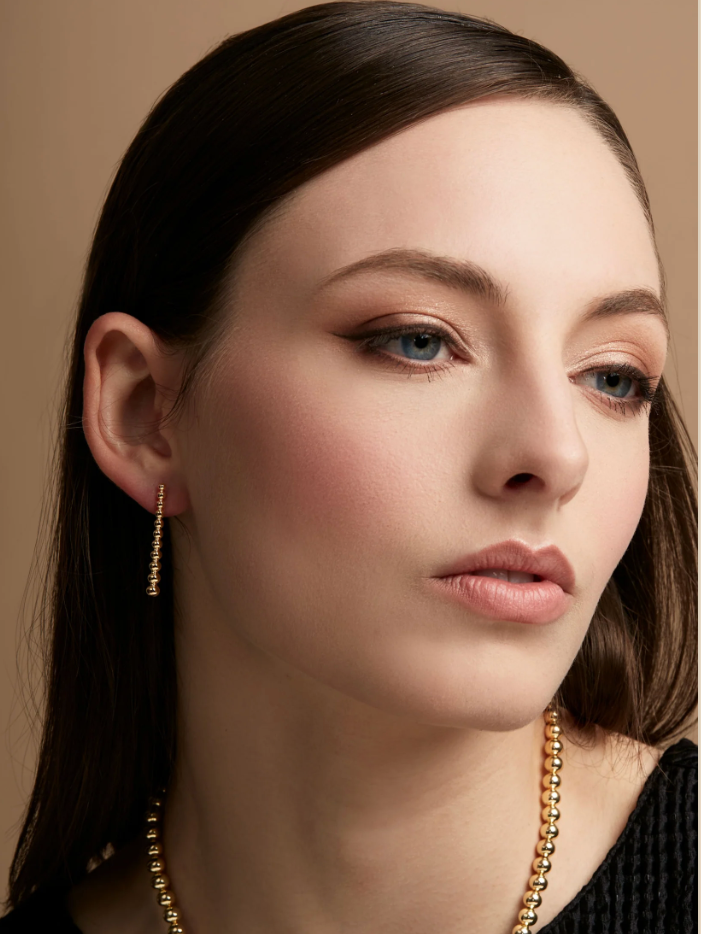 rho - Graduated Metal Bead Drop Earring (Gold)