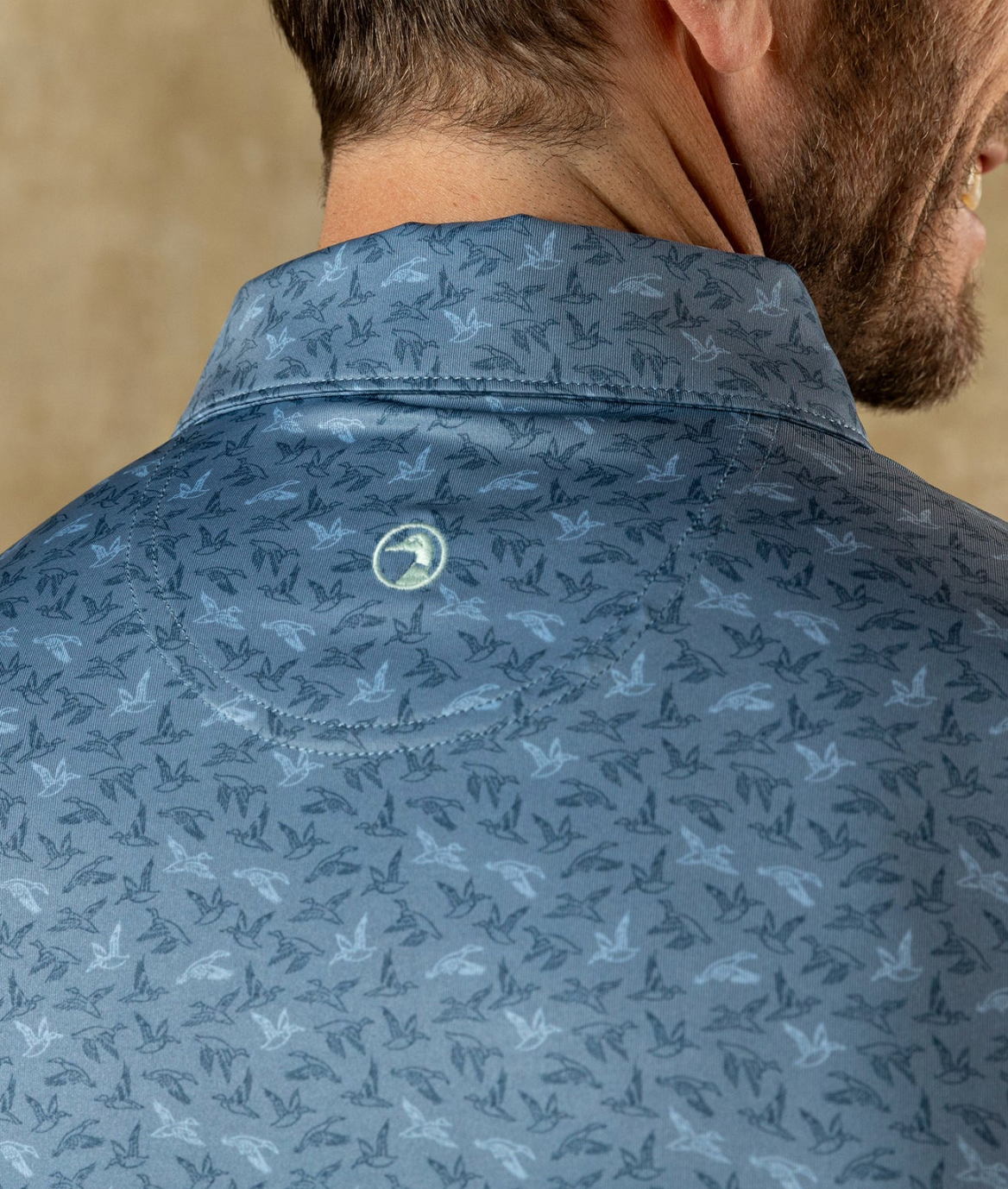 Duck Head - Long Drive Performance Polo Wingbeat (Chambray Blue)