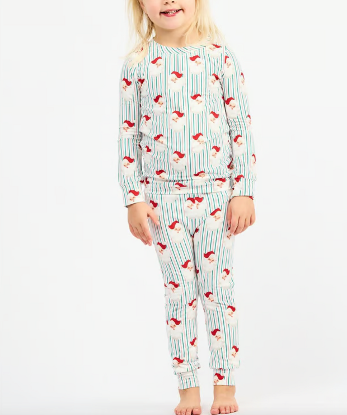 Mary Square - Toddler Pajamas (Santa Baby Stripes)