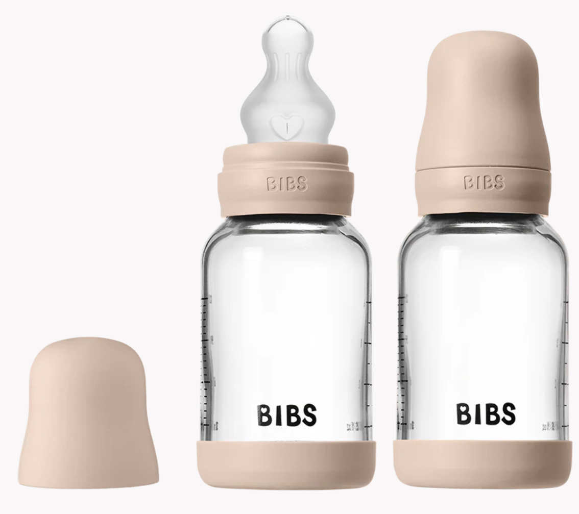 BIBS - 4 oz Silicone Baby Glass Bottle Set (Blush)