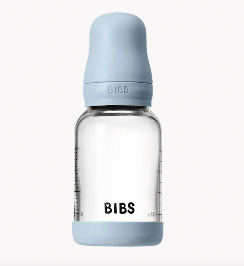 BIBS - 4 oz Latex Glass Bottle (Baby Blue)