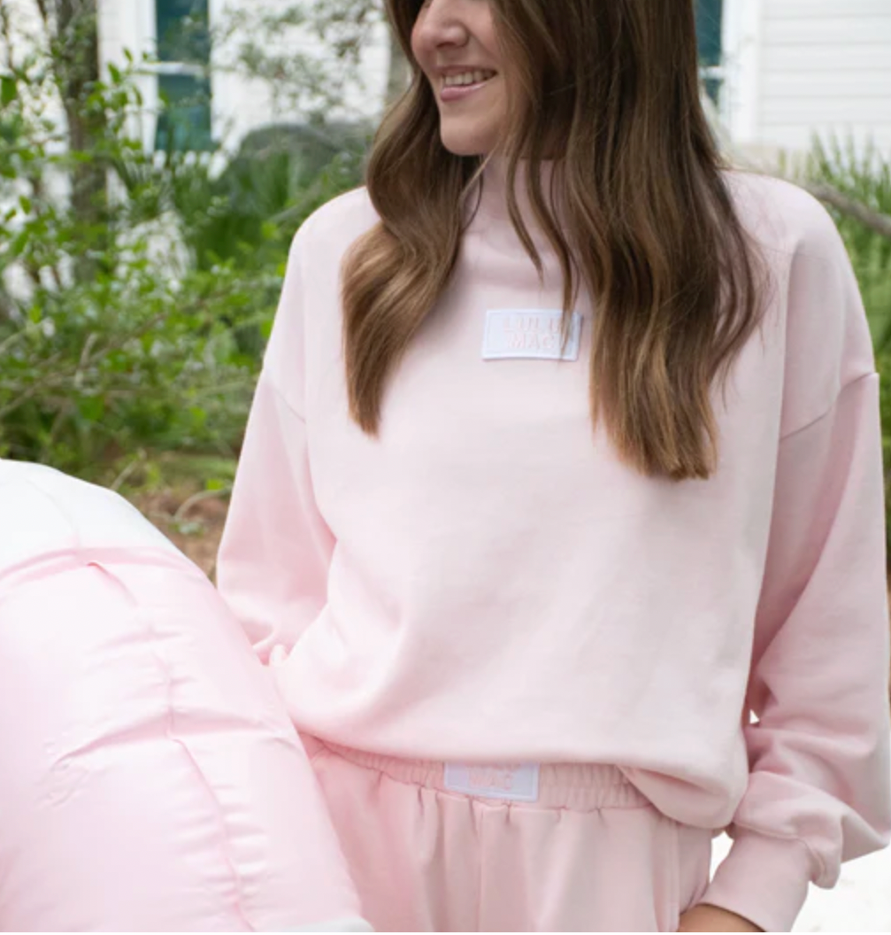 LULU MAC - Mockneck Terry Cloth Sweatshirt (Light Pink)