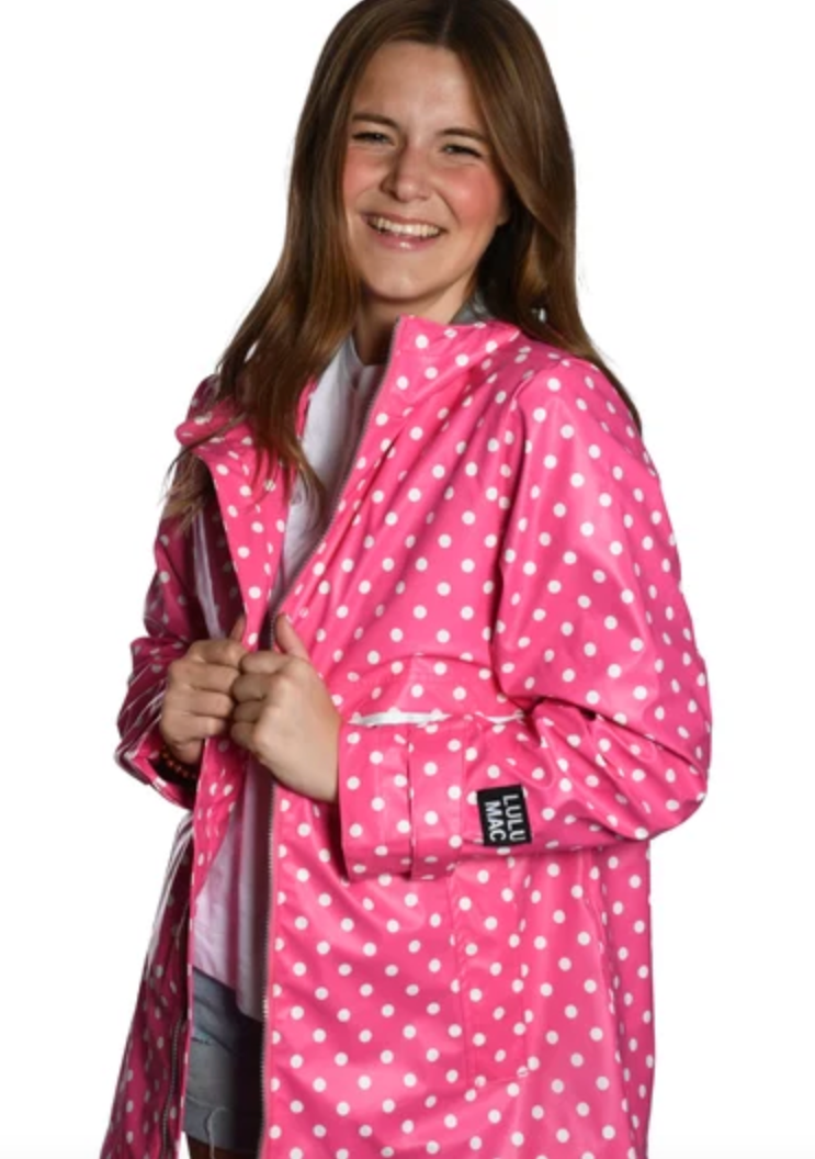 LULU MAC Raincoat - Hot Pink/White Polka Dot