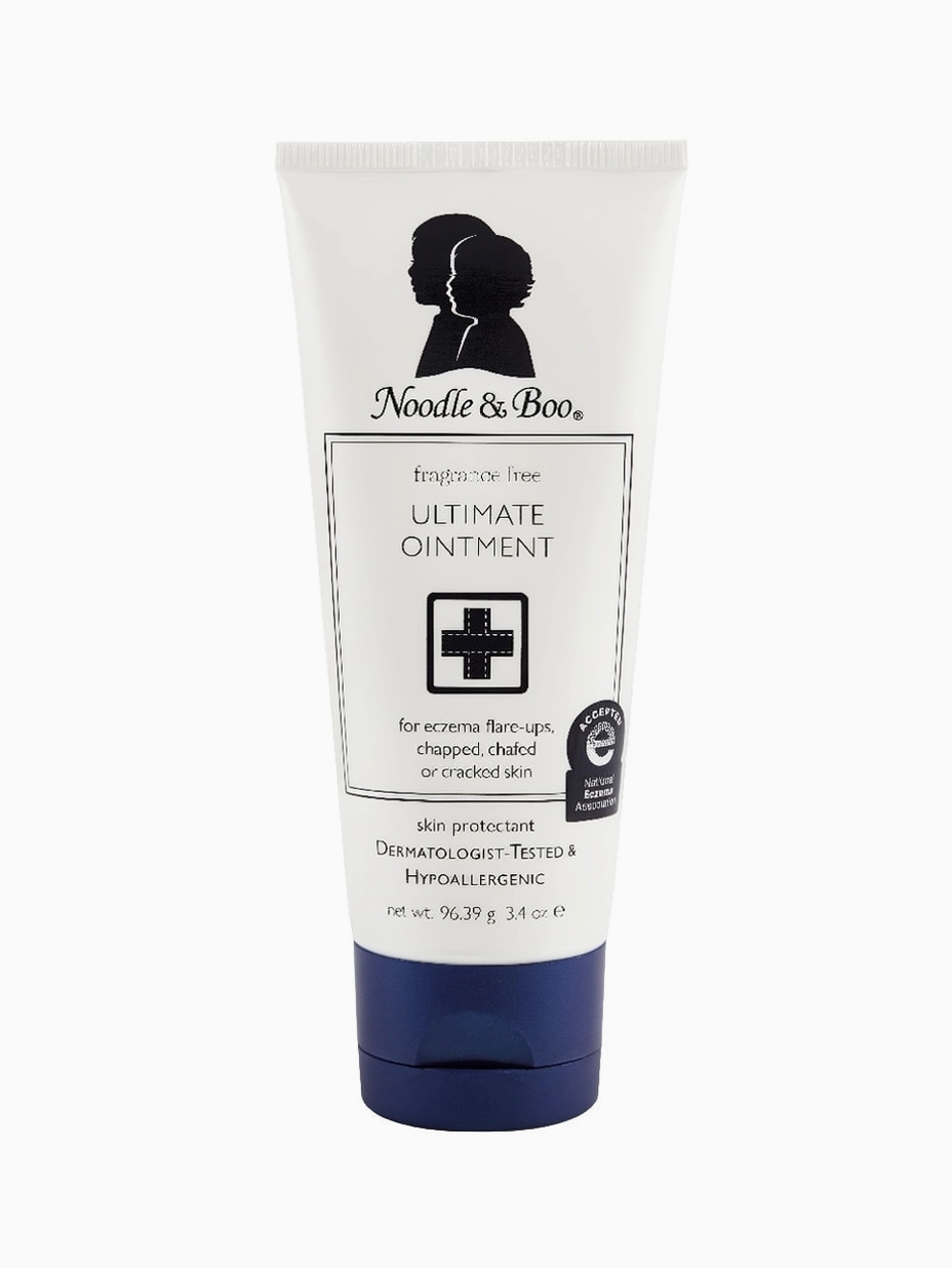 Noodle & Boo Ultimate Ointment in a white squeeze tube with a navy blue cap, shown on a clean white background.