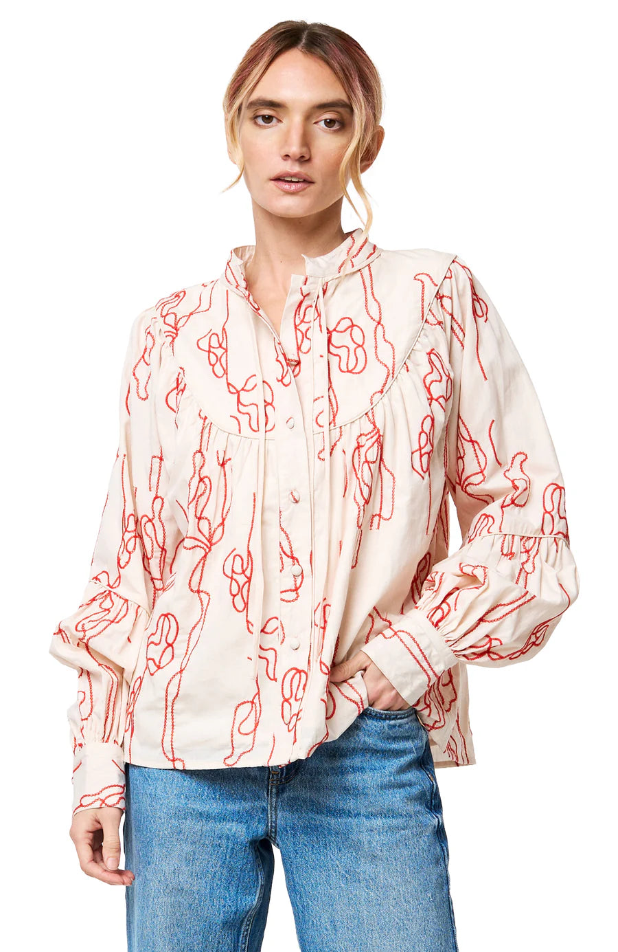 CIEBON - Calla Abstract Embroidered Blouse