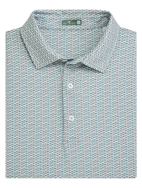 Genteal - Trophy Printed Performance Polo (Teak)