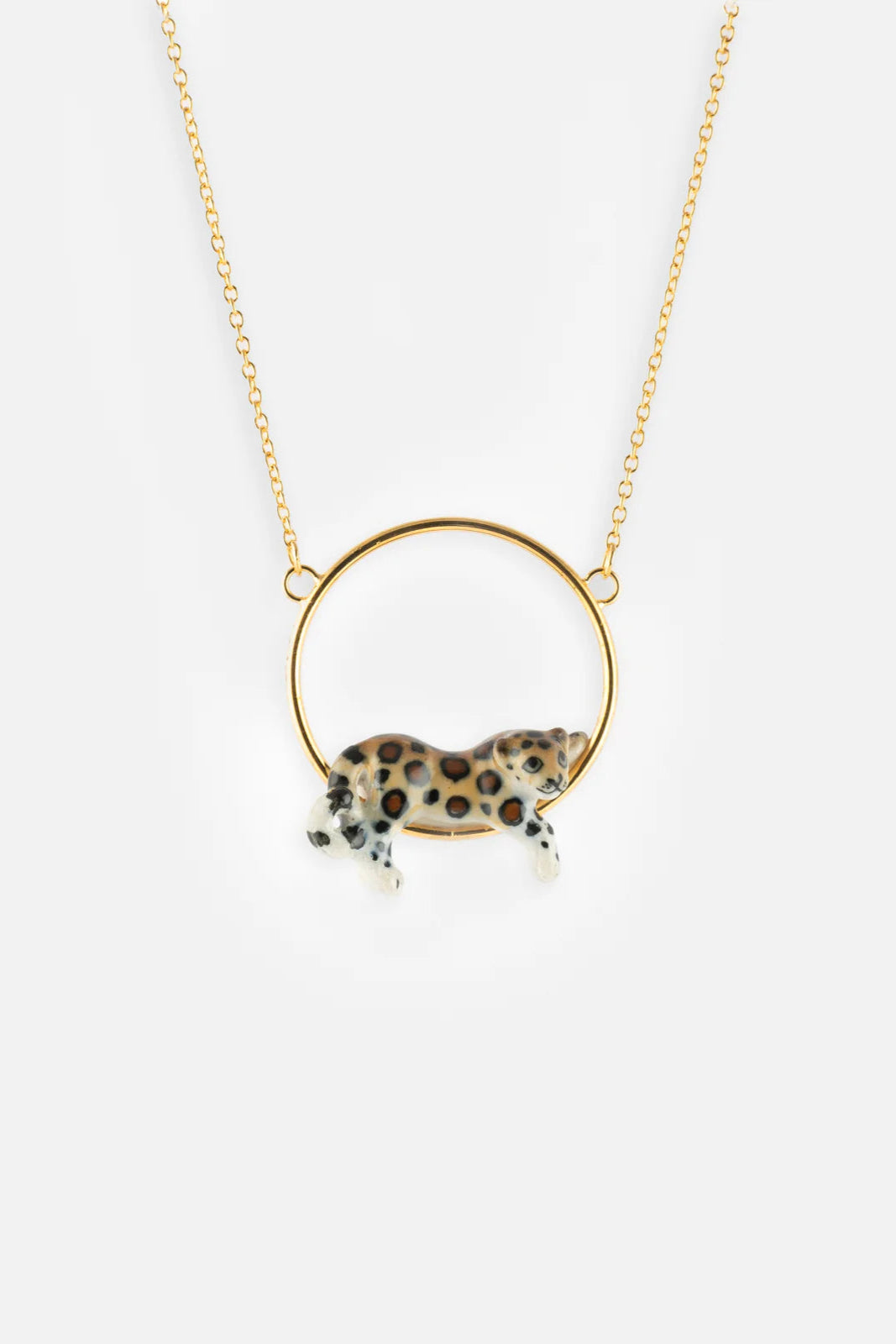 Nach - Lying Leopard Mini Round Necklace