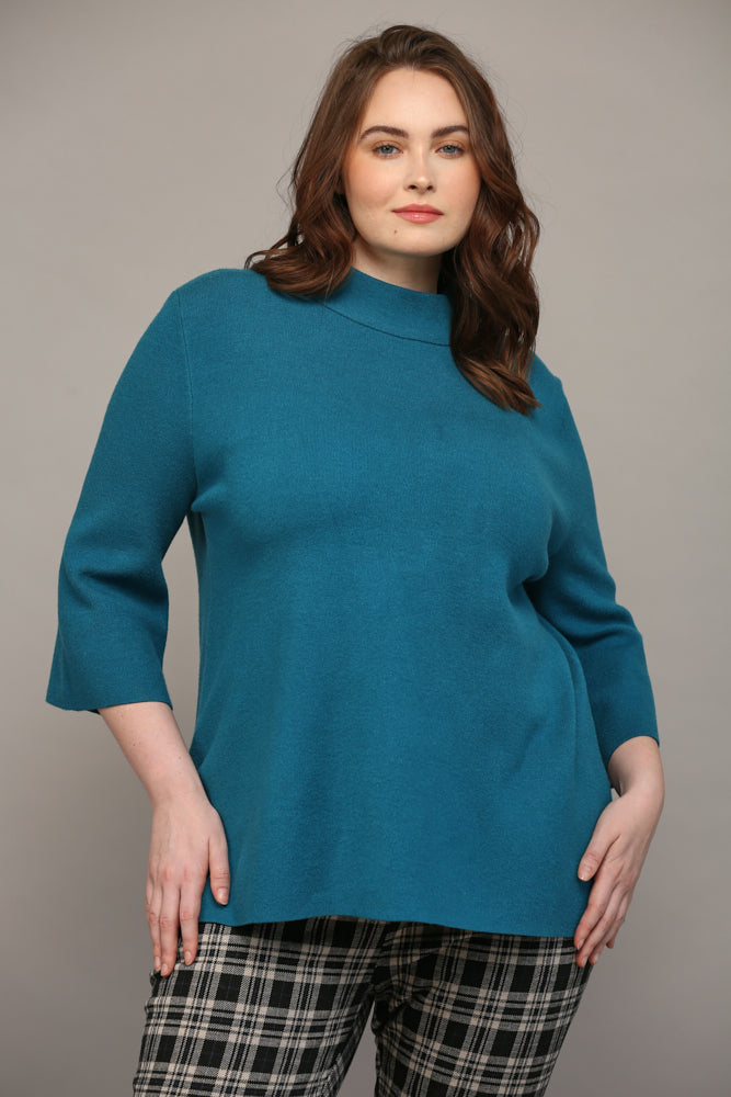 The Willow Curvy Sweater -Teal
