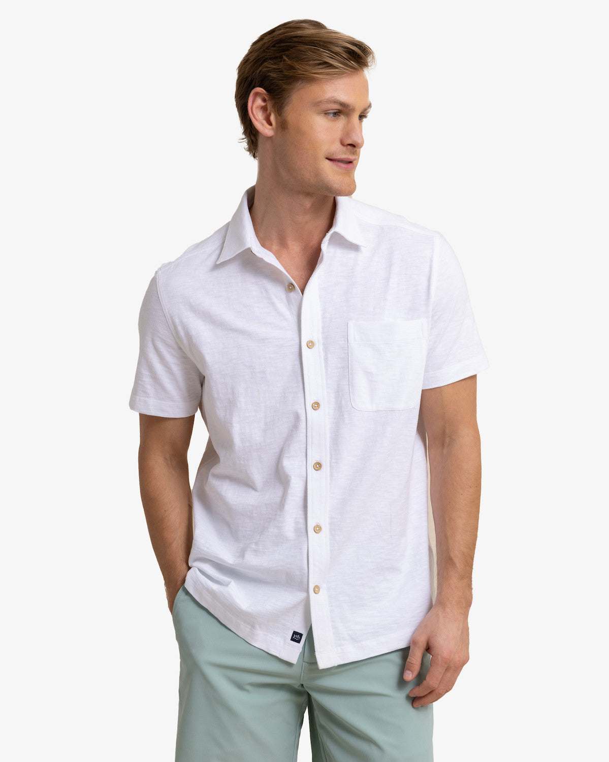 Southern Tide - Beachcast Solid Knit Sportshirt (Classic White)
