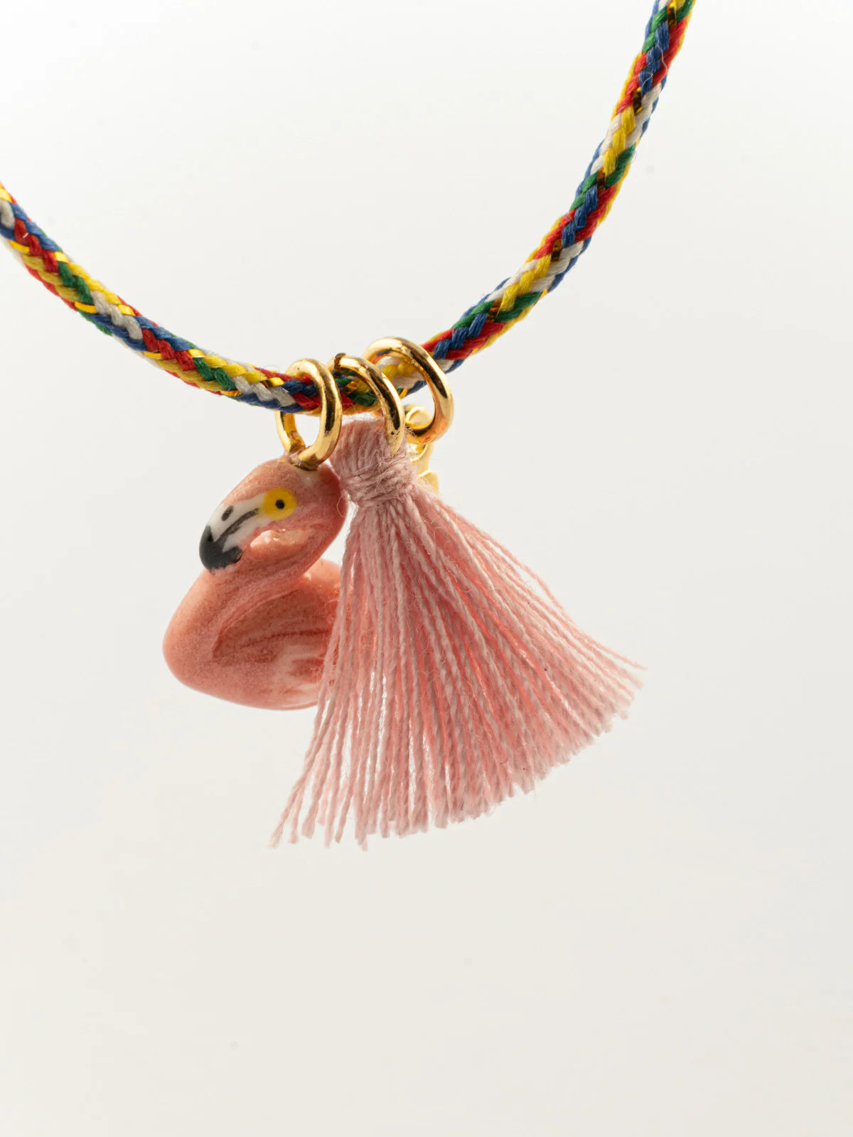 Nach - Multicolored Flamingo Charm Bracelet with Pompom