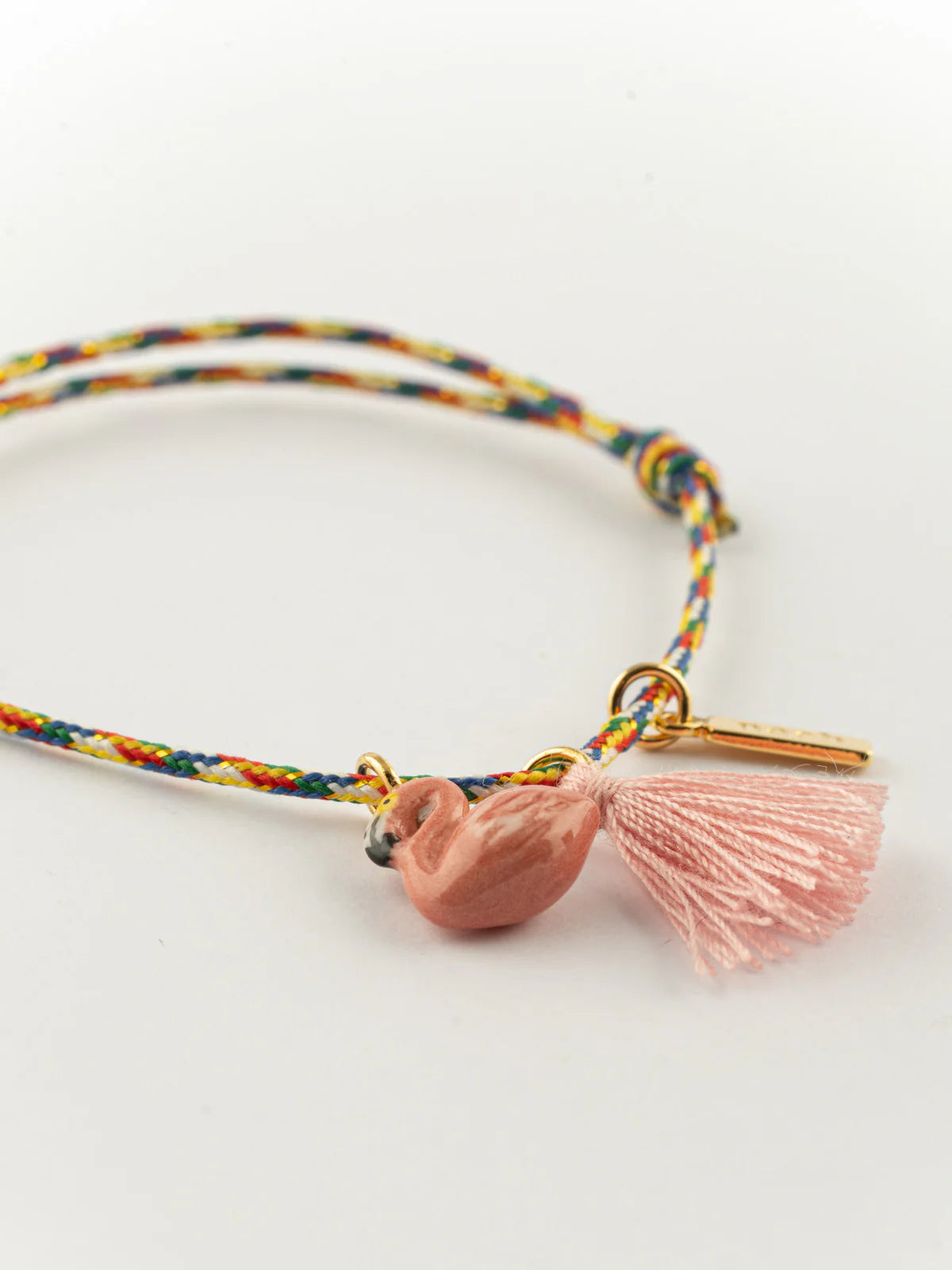Nach - Multicolored Flamingo Charm Bracelet with Pompom