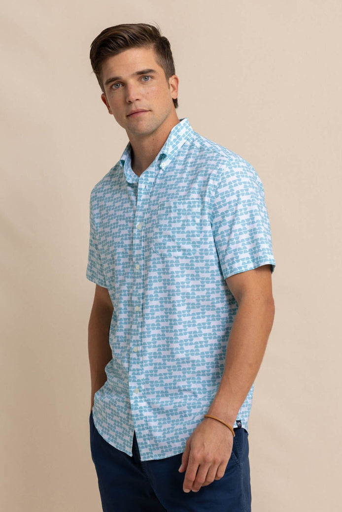 Southern Tide - brrr Stay Shady Sportshirt (Heather Wake Blue) FINAL SALE