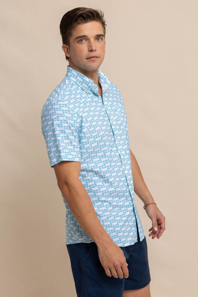 Southern Tide - brrr Stay Shady Sportshirt (Heather Wake Blue) FINAL SALE