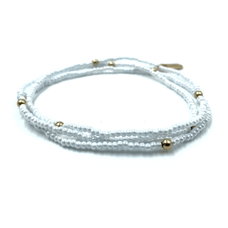 The BOHO Bracelet Stack - White & Gold Filled