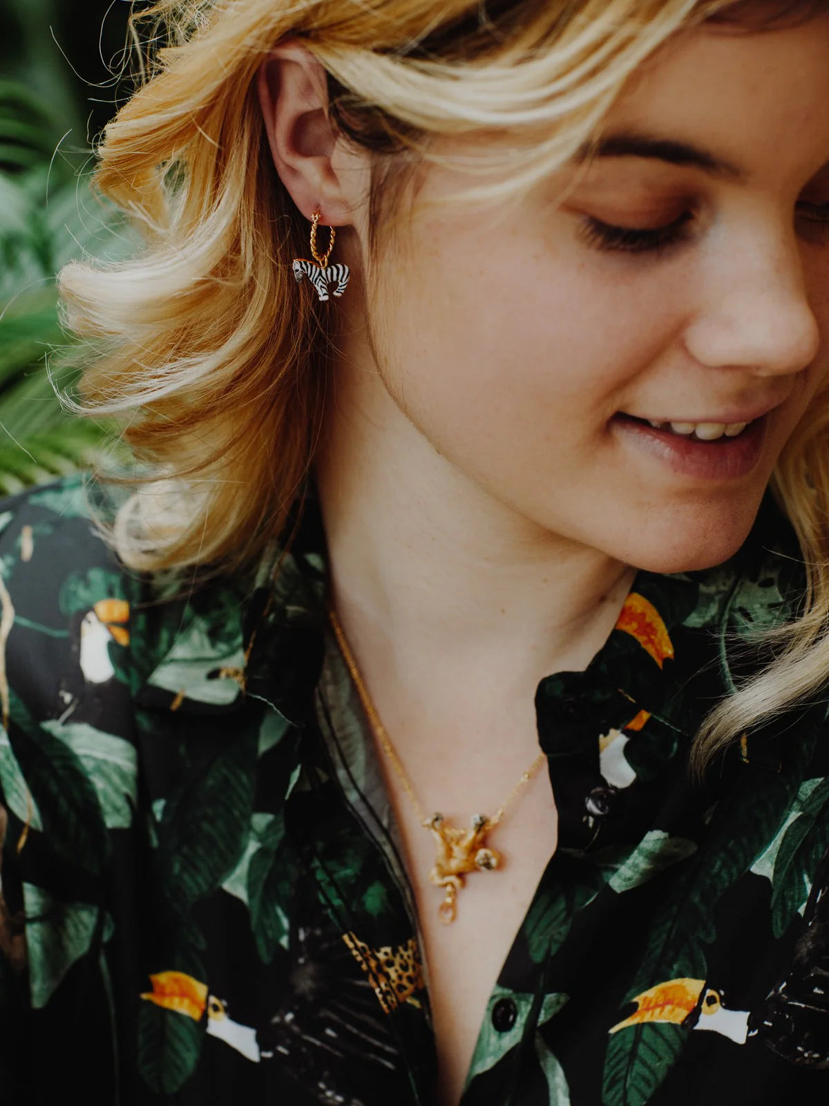 Nach - Mini Zebra Creole Earrings