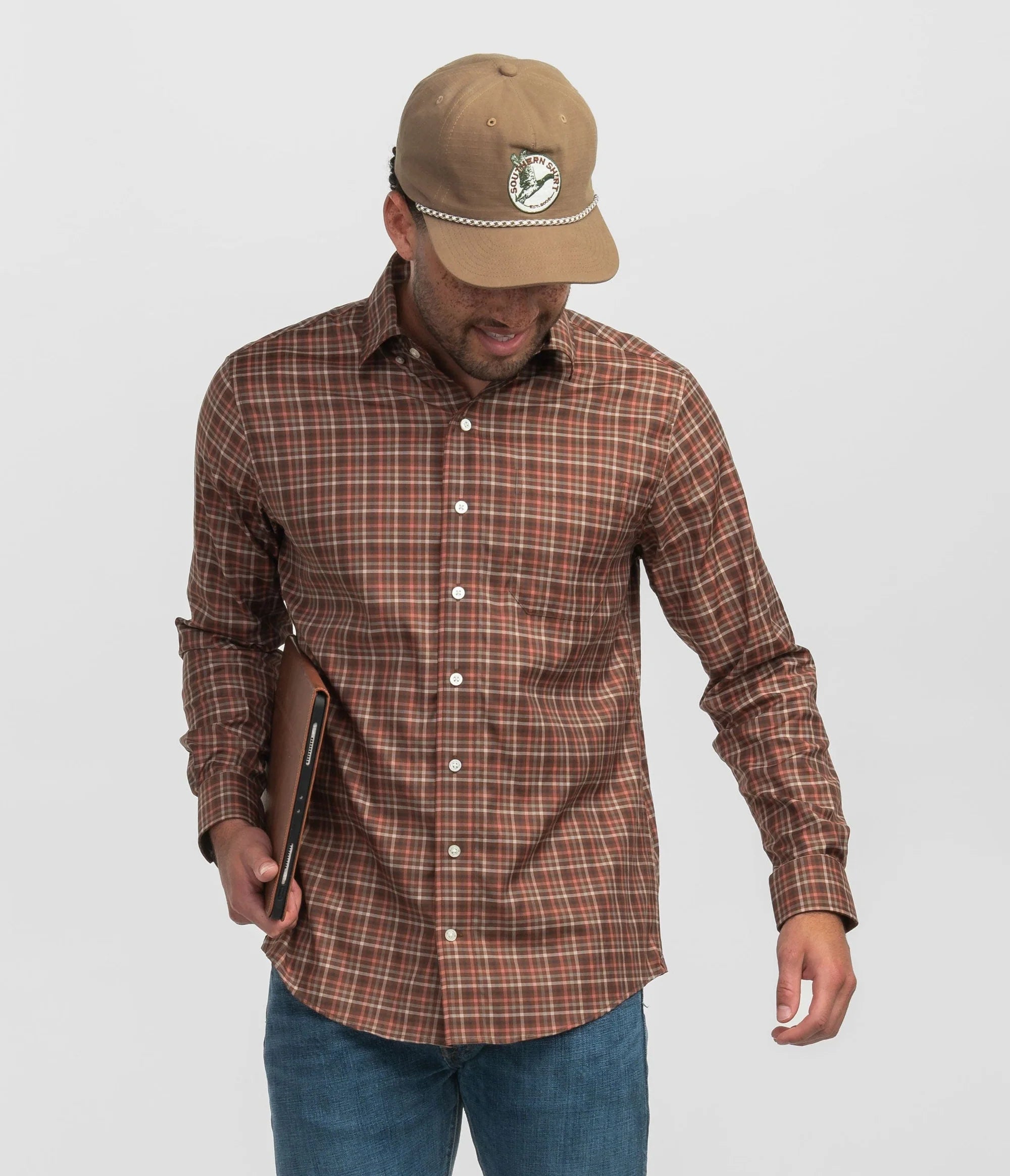 SSCO - Samford Check Button Down (Hazelnut)