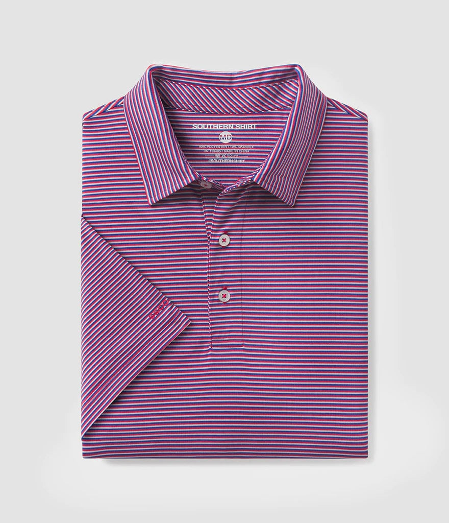SSCO - Largo Stripe Polo (Red Bright and Blue)