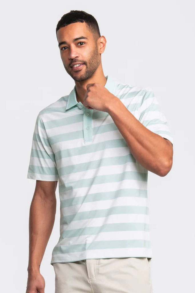 SSCO - Tee Off Heather Stripe Polo (Deep Ocean) FINAL SALE