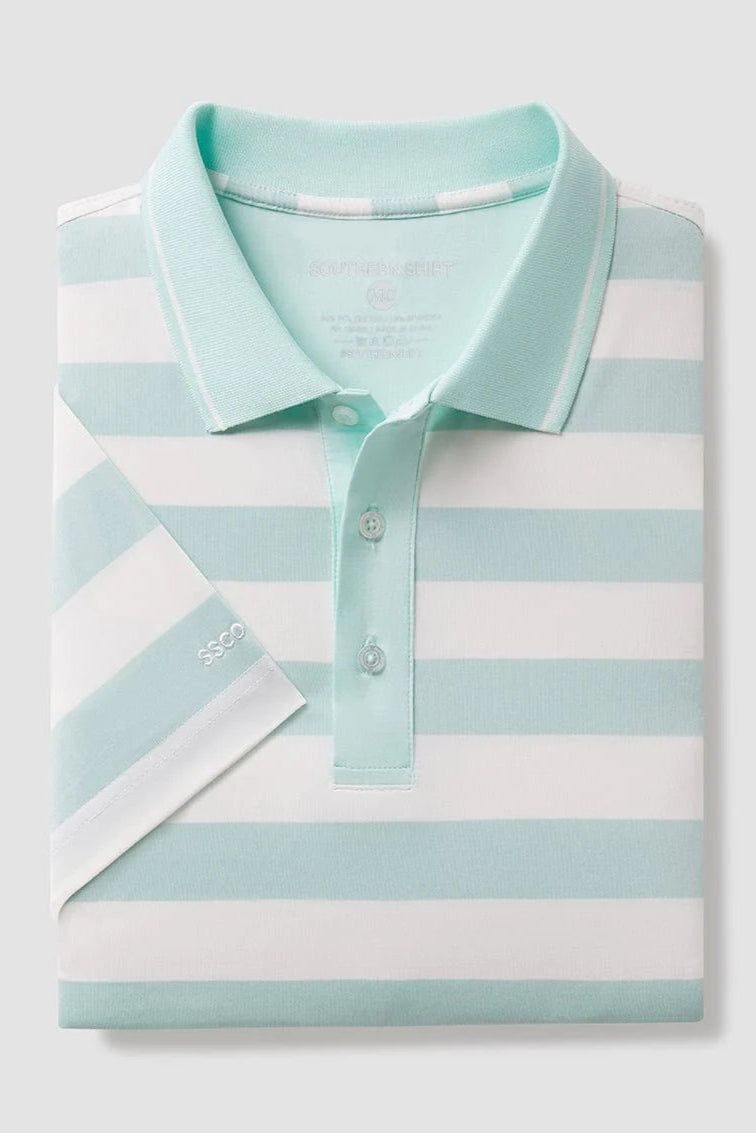 SSCO - Tee Off Heather Stripe Polo (Deep Ocean) FINAL SALE