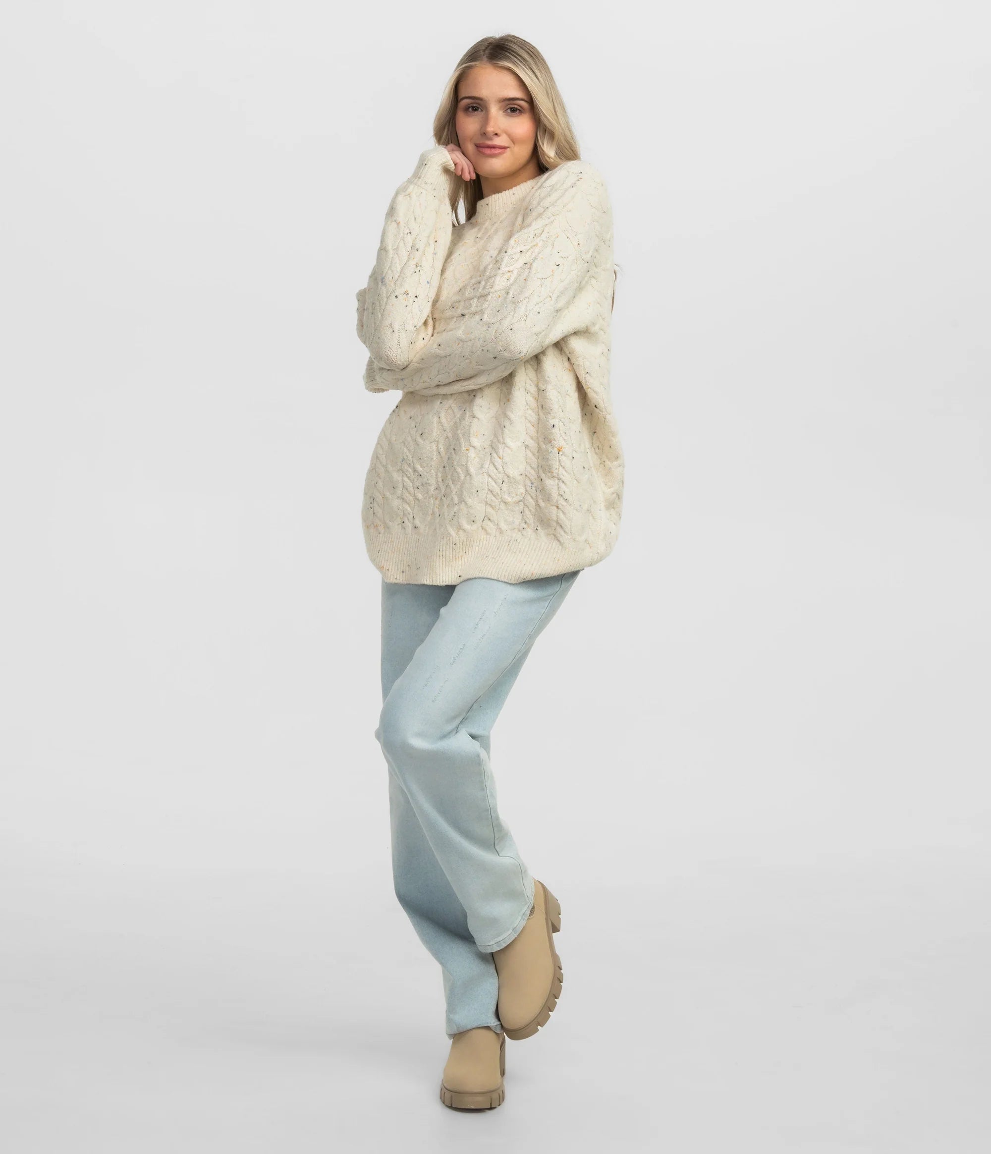 SSCO - Comfy Cozy Cable Sweater (Off White)