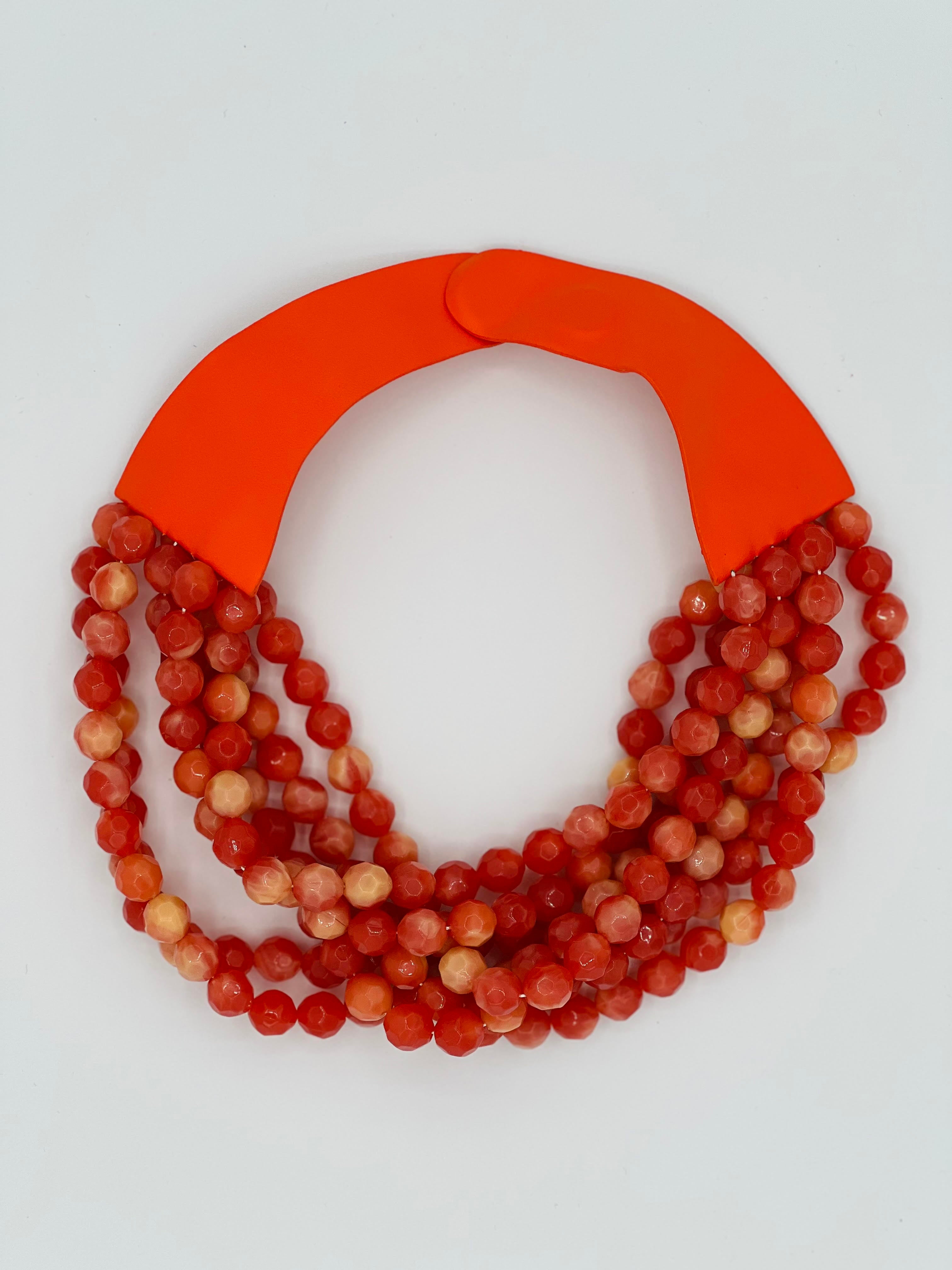 Marble Bead Necklace (Coral)