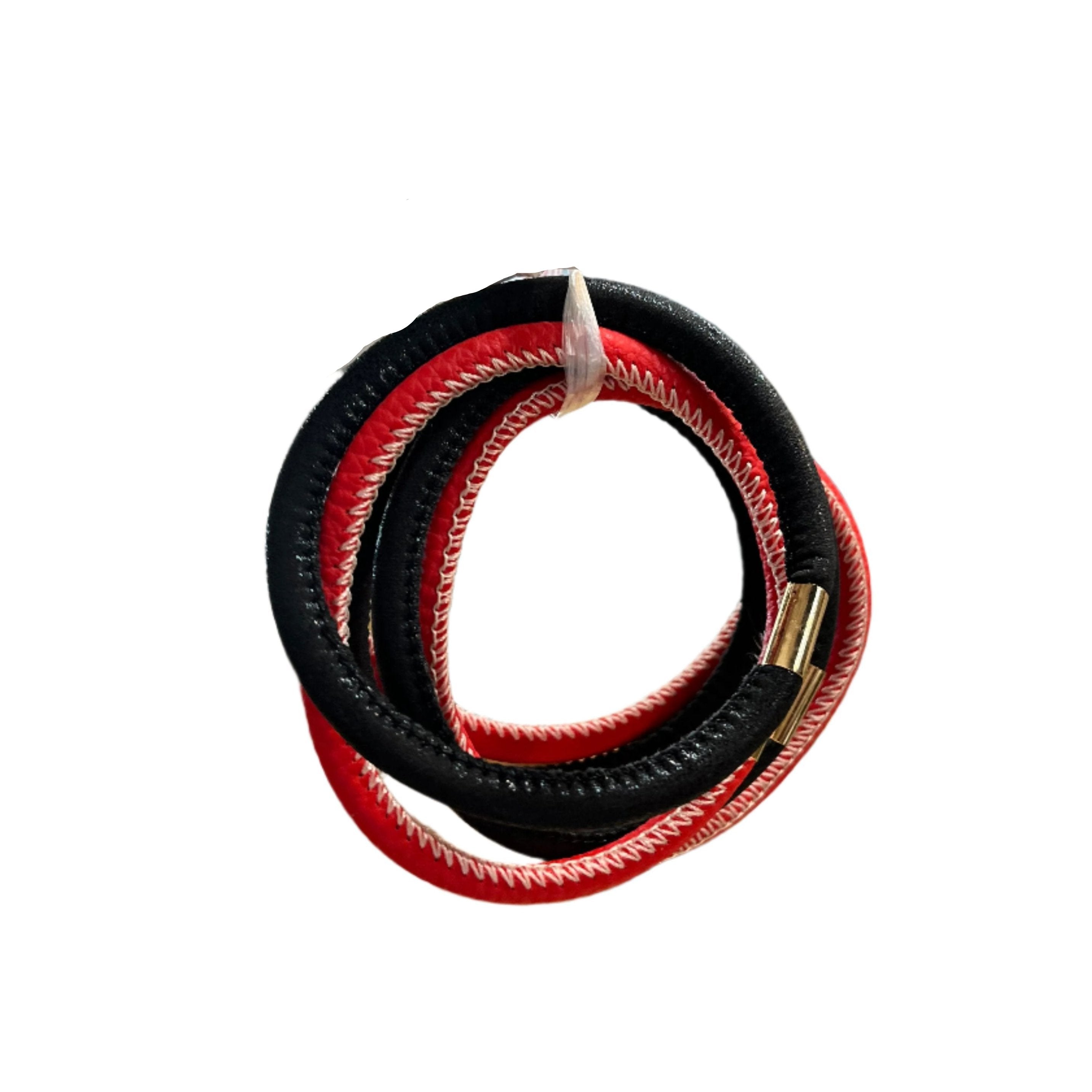 Gameday 5 Row Leather Bracelet (Red/Black)