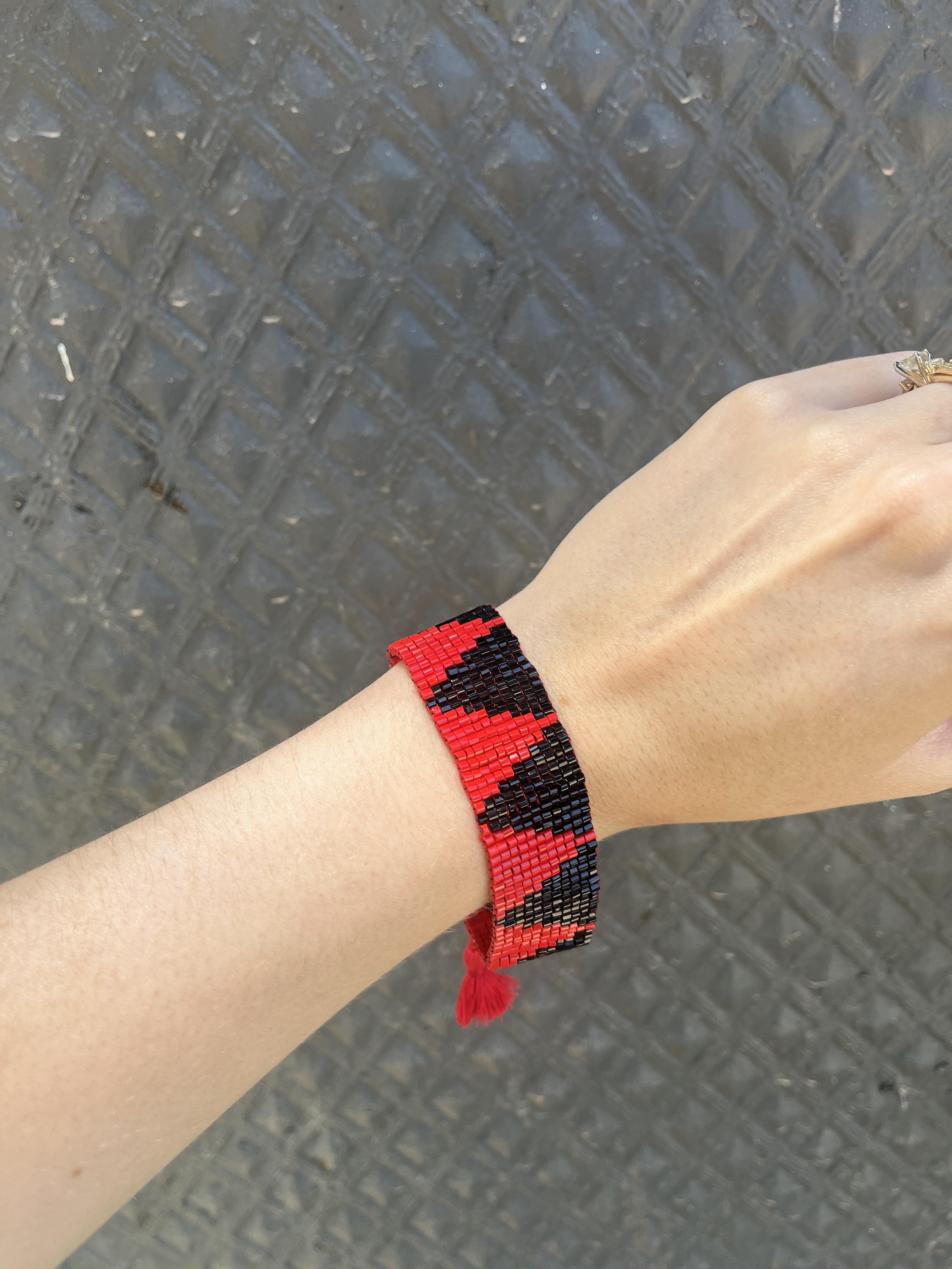 Triangle Beaded Bracelet (Red/Black) FINAL SALE