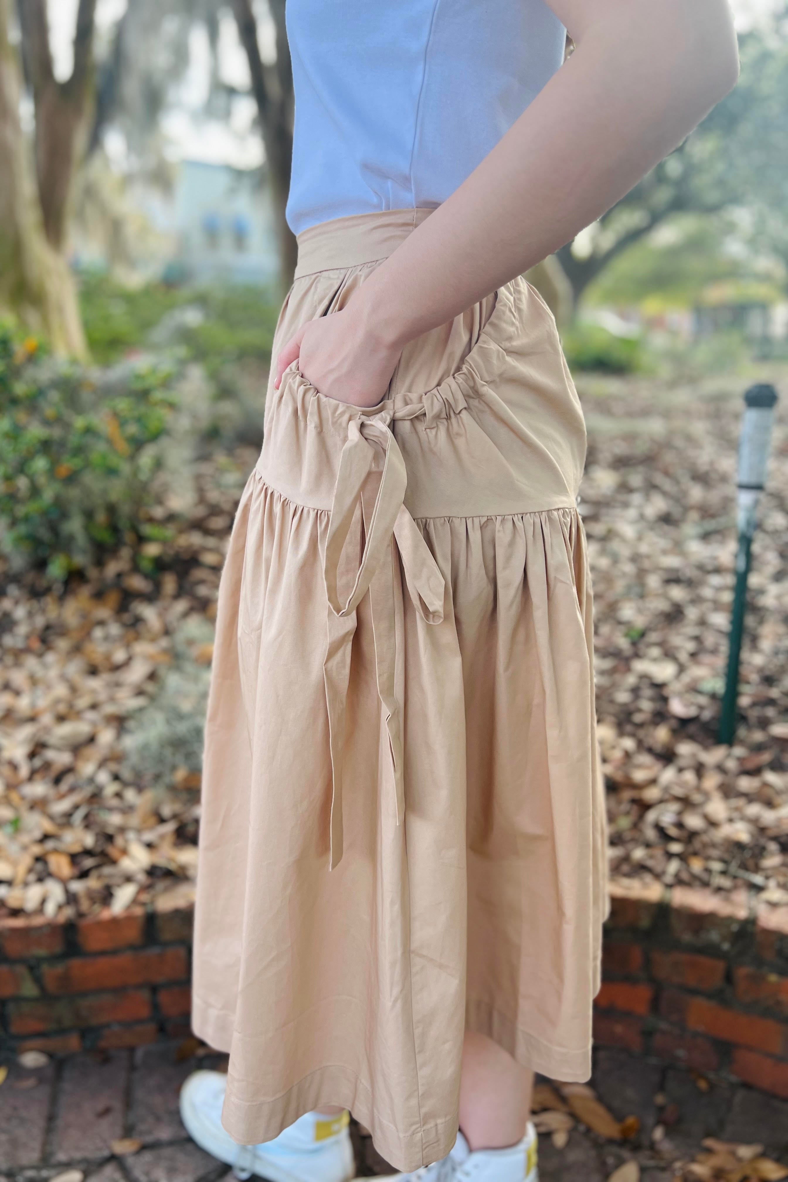 En Saison - The Sandrine Midi Skirt (Sand) FINAL SALE