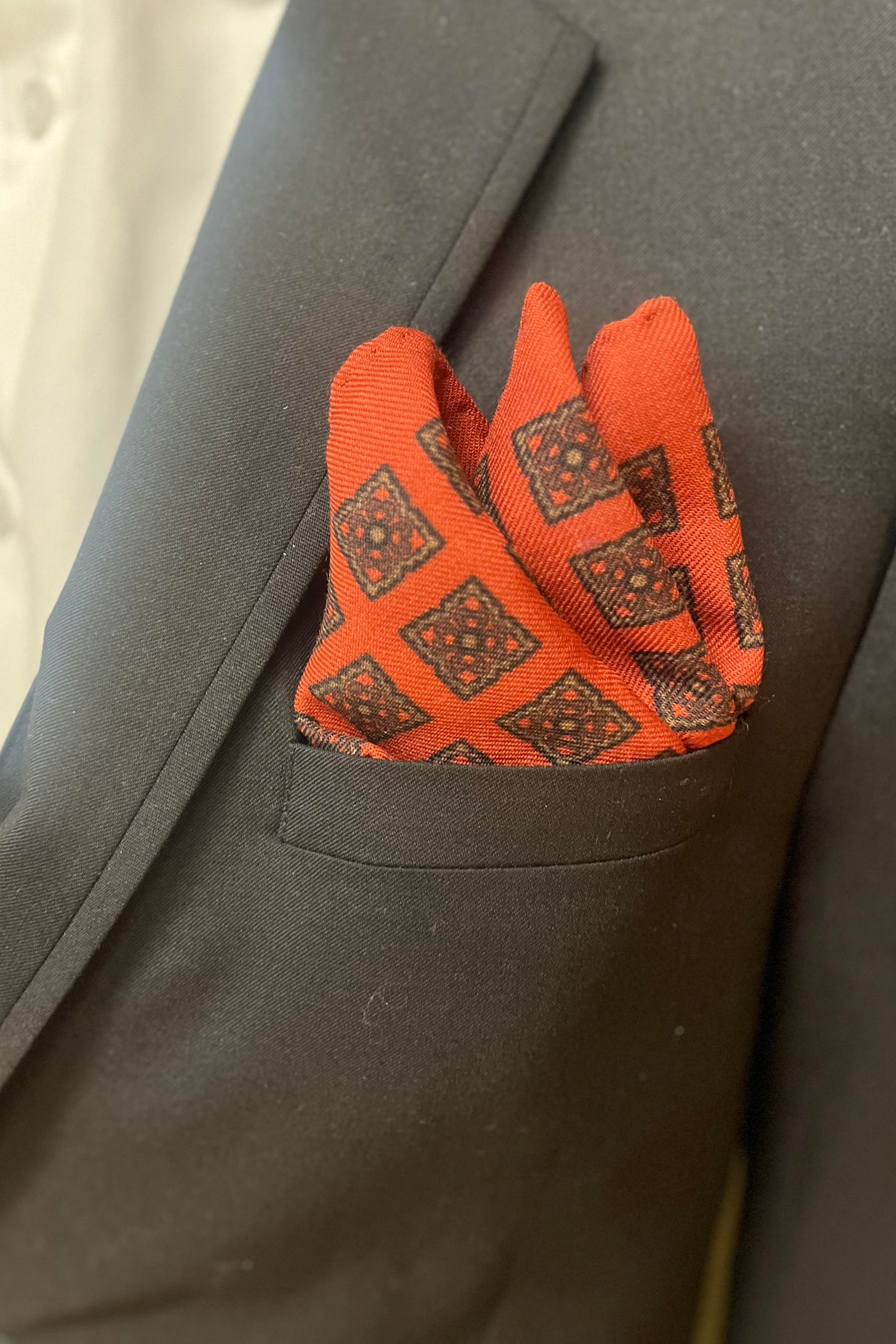 The Kenya Silk Pocket Square (Burnt Red)