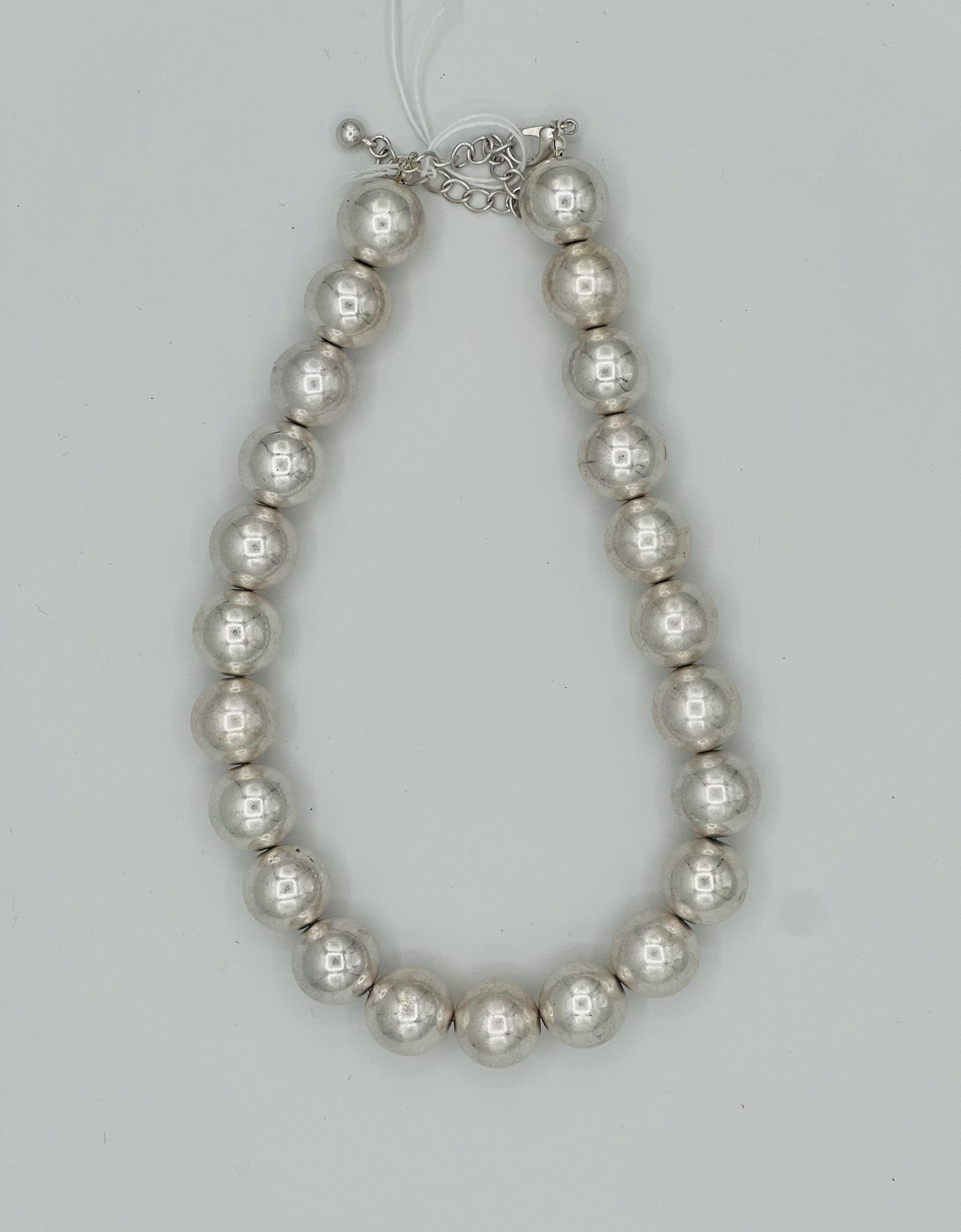 Ball Necklace (Worn Silver)