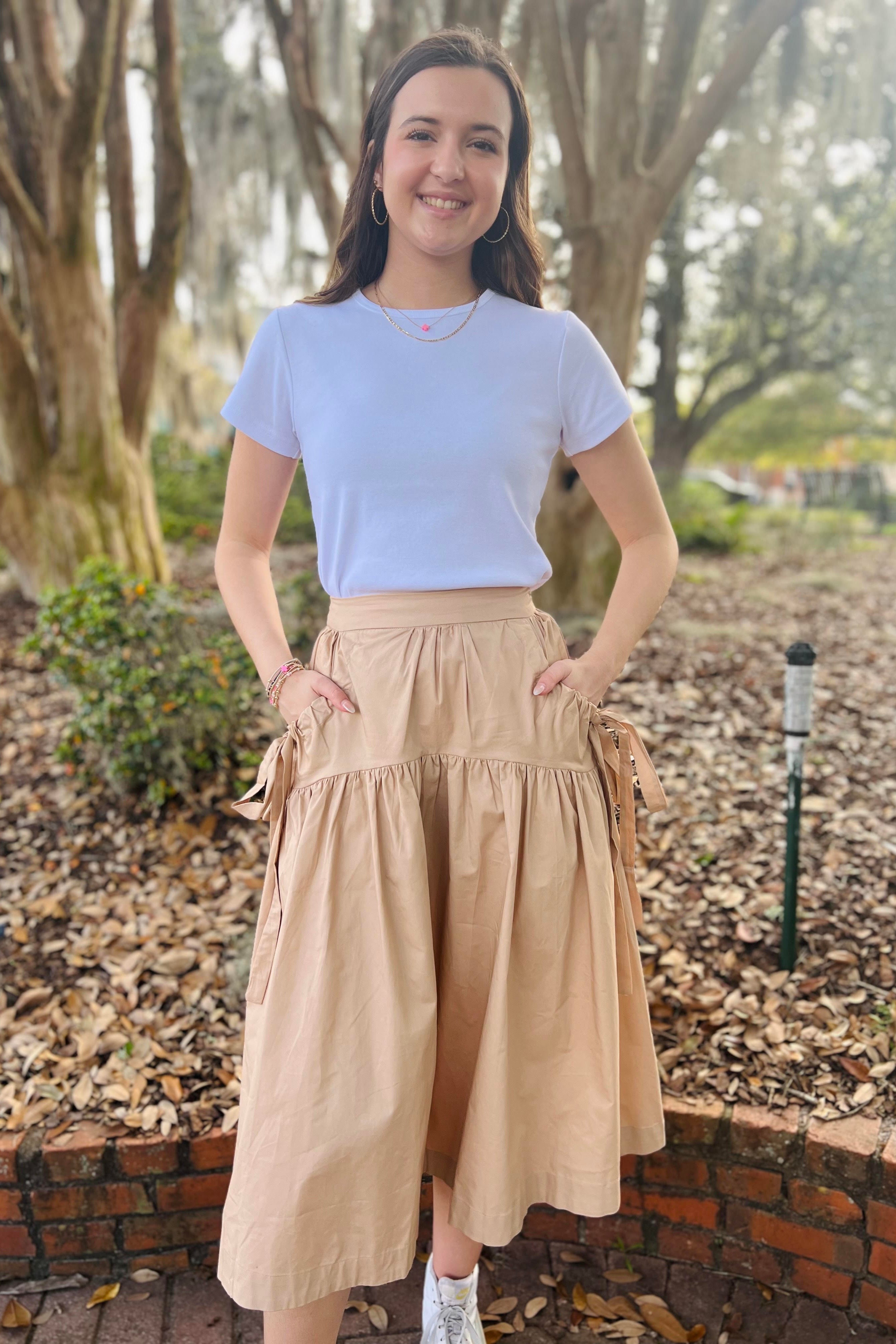 En Saison - The Sandrine Midi Skirt (Sand) FINAL SALE