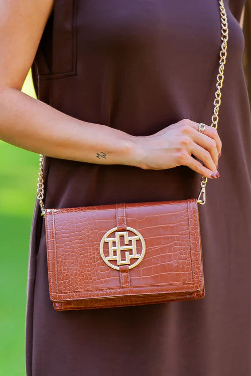 Caroline Hill - Cecilia Circle Logo Handbag (Saddle EC)