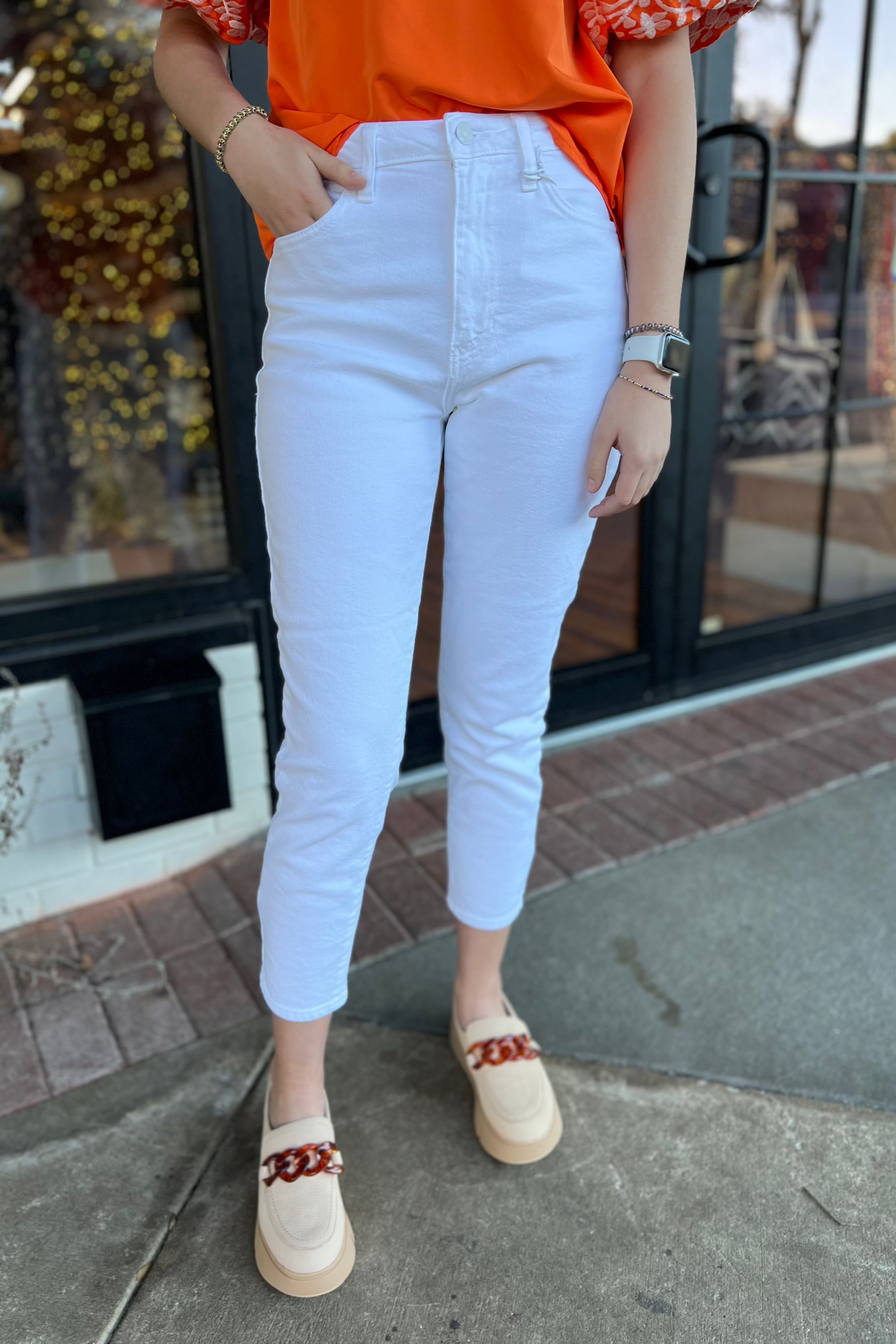 Just Black Denim - High Rise Mom Jean (Optic White) FINAL SALE