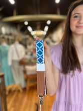 Load image into Gallery viewer, Mai Woven Bag Strap - Blue with Tan Leather
