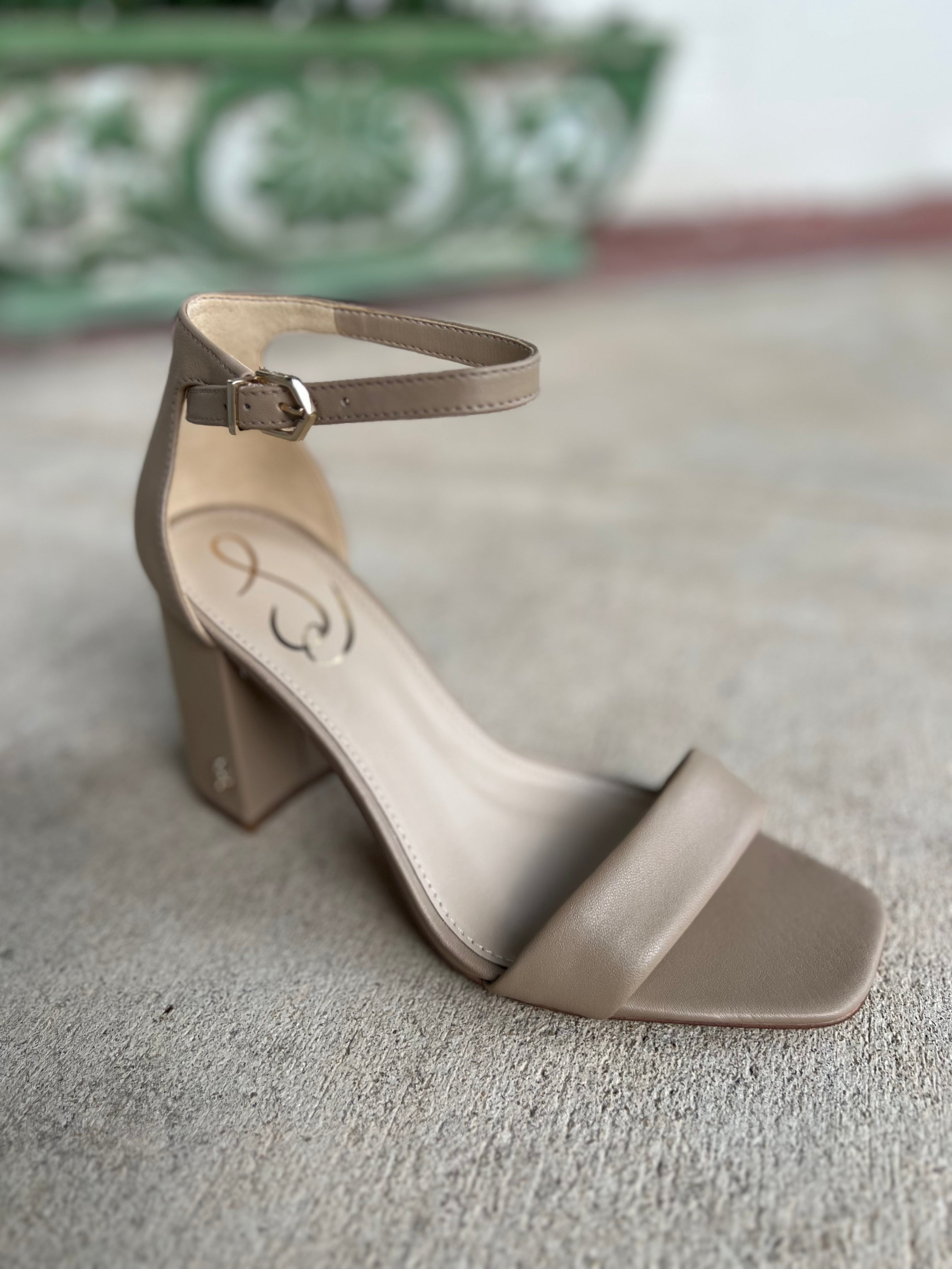 Sam Edelman - Daniella Block Heel Sandal in Soft Beige Leather *Final Sale*