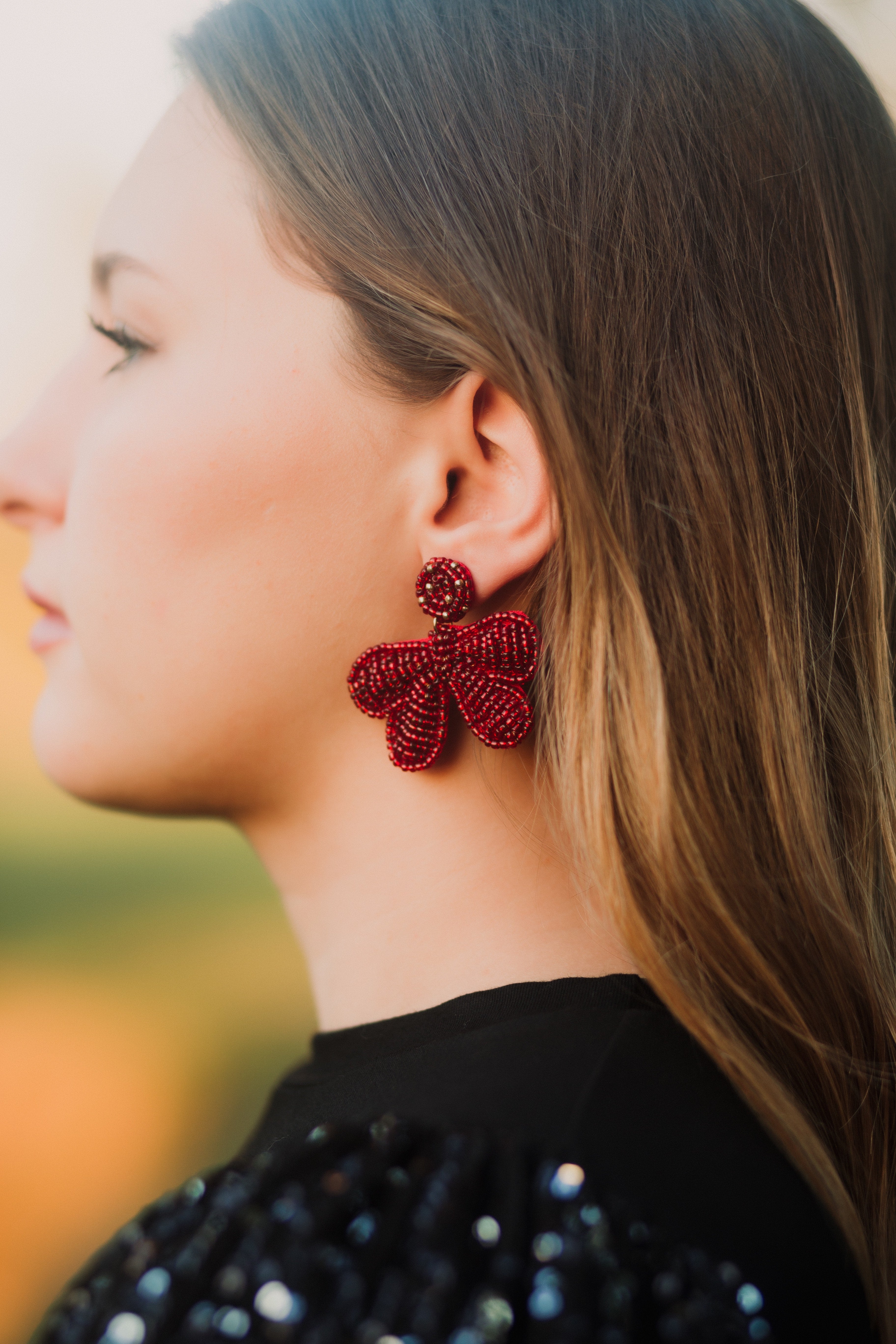Red Bow Earrings